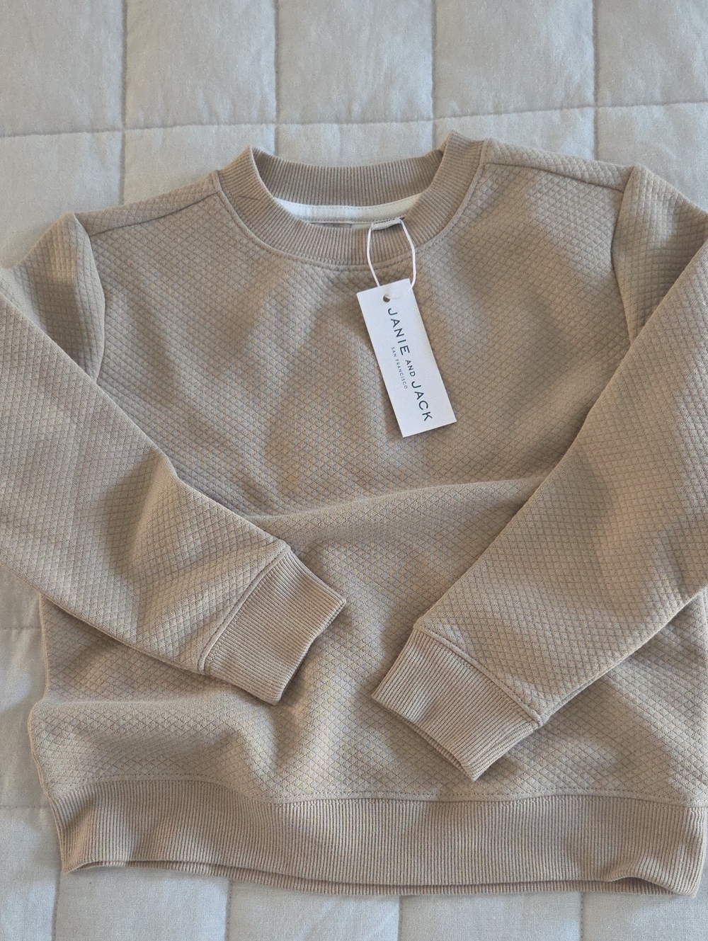 Janie and Jack Cream Textured Crewneck Sweater NWT